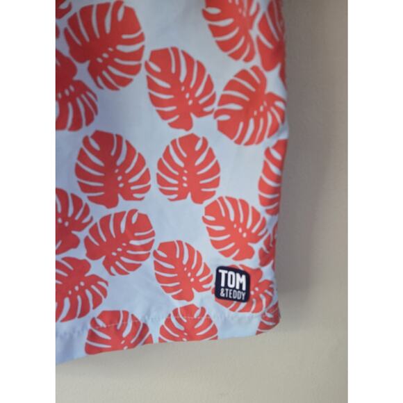 Tom & Teddy Men's Swim Trunks Ahorts Blue Orange Palms XL - Picture 2 of 12